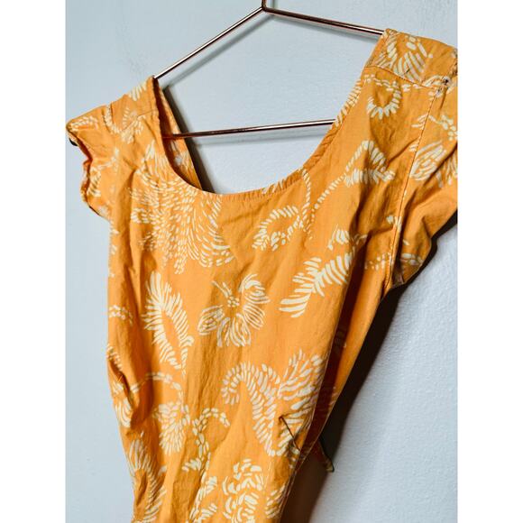 MARISSA WEBB x RTR Orange Botanical Print Tie Back Flutter Sleeve Midi Dress 4 - Picture 6 of 14